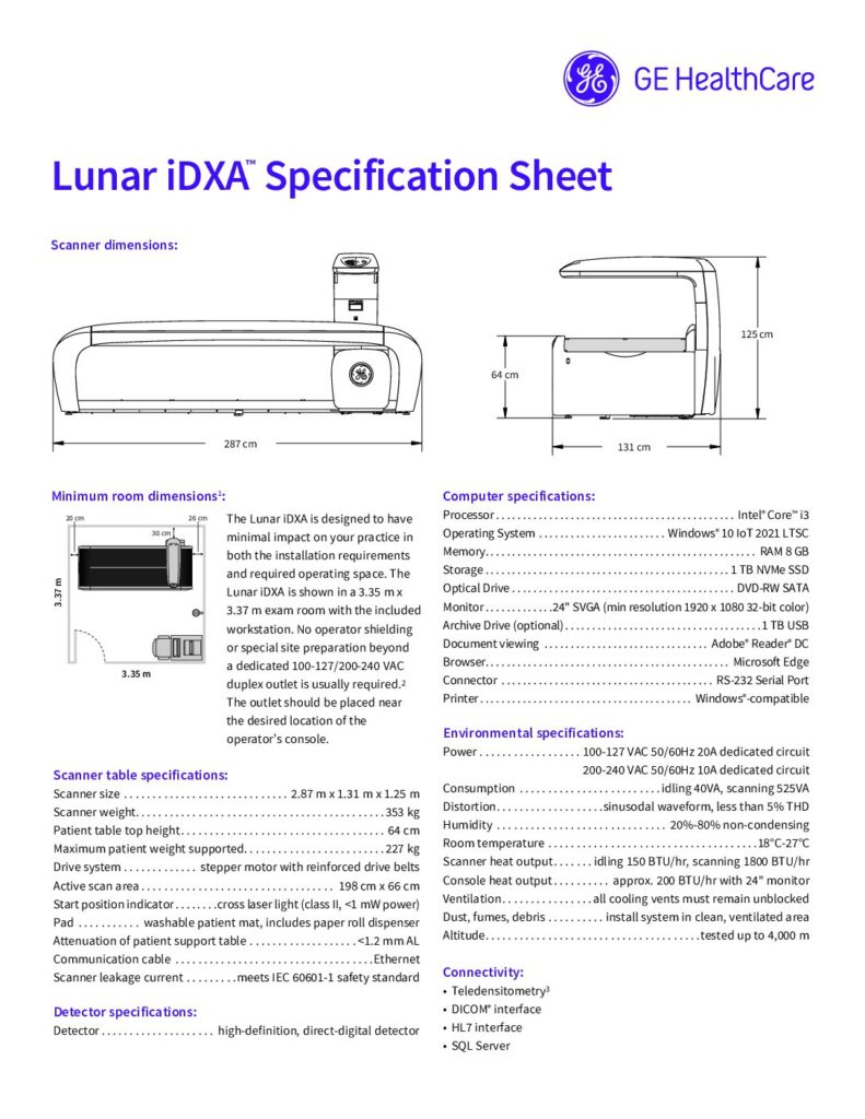 Lunar iDXA Spec 2024
