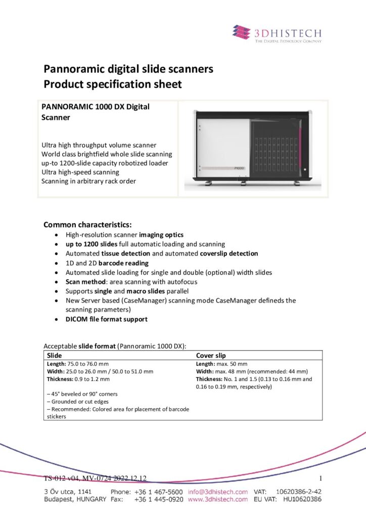 Pannoramic 1000 DX_Produktdatenblatt